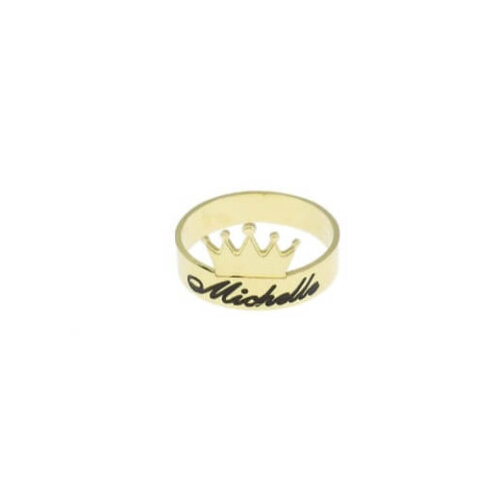 טבעת הכתר טבעת חריטה אישית בכסף או גולדפילד